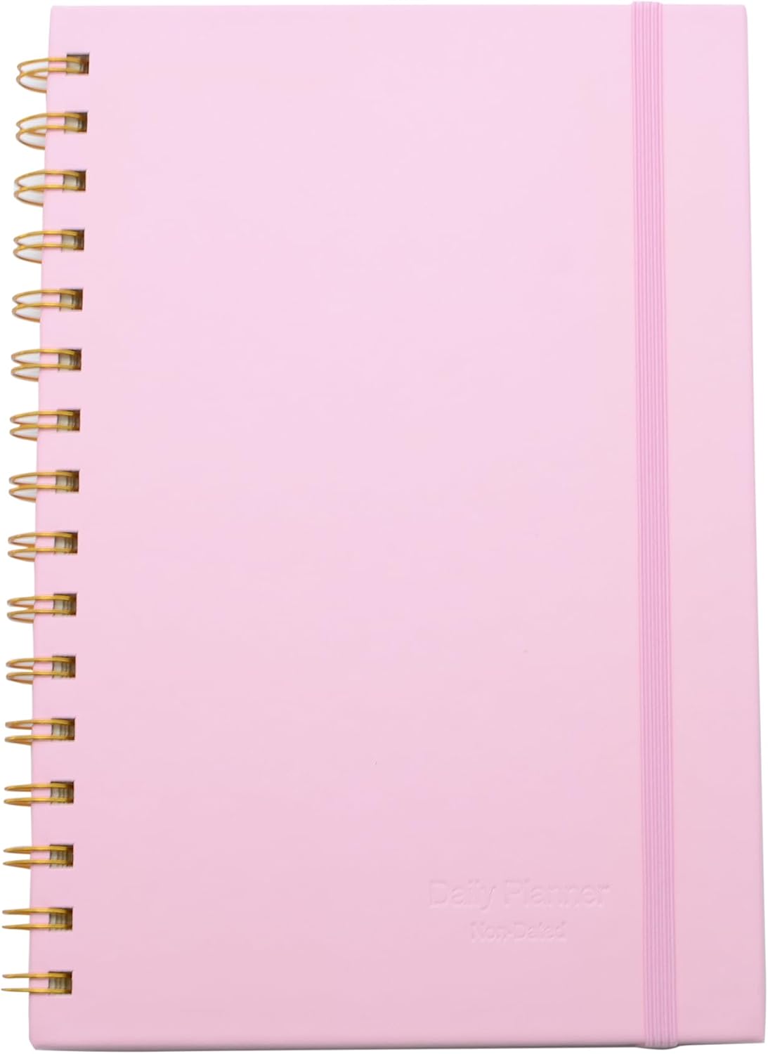 Spiral Notebook with Bandage and Inner Pockets, A5 PU Hardcover 8mm Ruled 70 Sheets/140 Pages Journals for Study and Office (Pink)