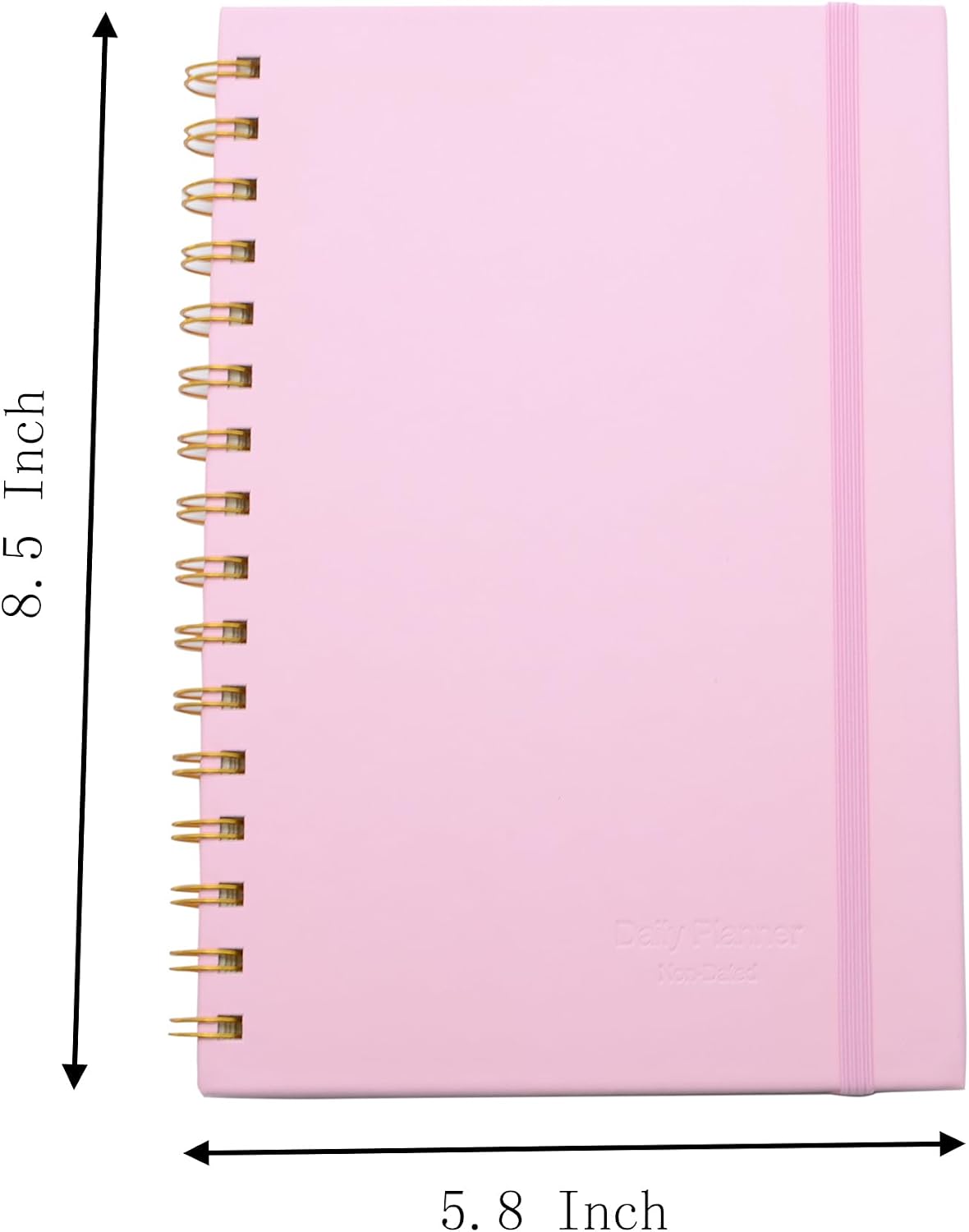 Spiral Notebook with Bandage and Inner Pockets, A5 PU Hardcover 8mm Ruled 70 Sheets/140 Pages Journals for Study and Office (Pink)