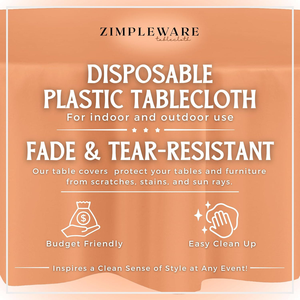 Premium Plastic Table Cloth Disposable Round 84in. 6 Pack