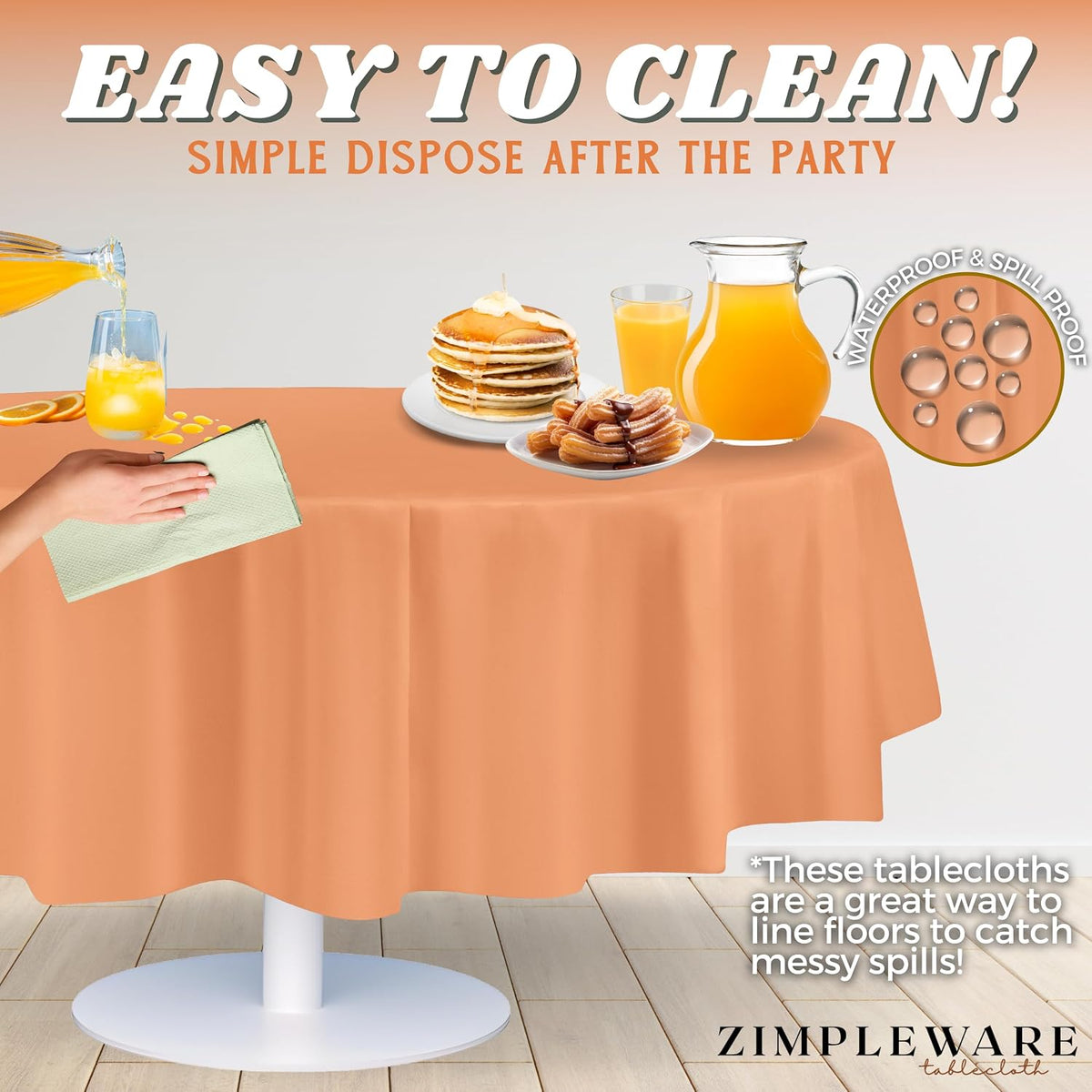 Premium Plastic Table Cloth Disposable Round 84in. 6 Pack