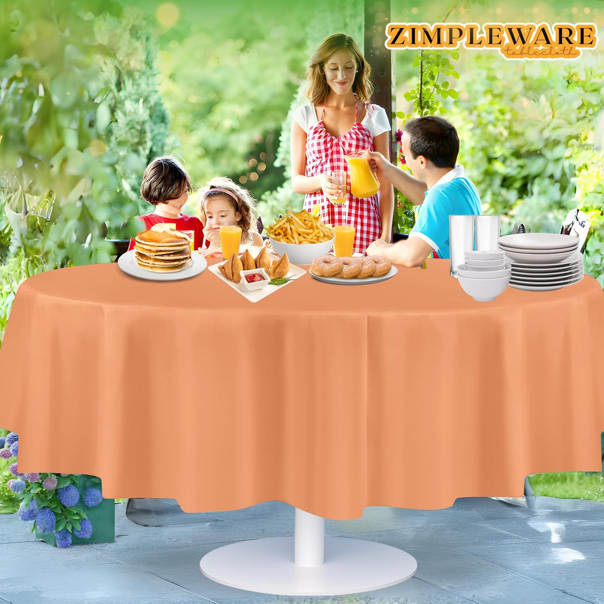 Premium Plastic Table Cloth Disposable Round 84in. 6 Pack