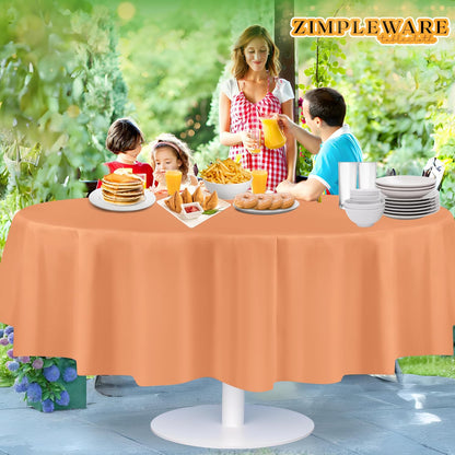Premium Plastic Table Cloth Disposable Round 84in. 6 Pack