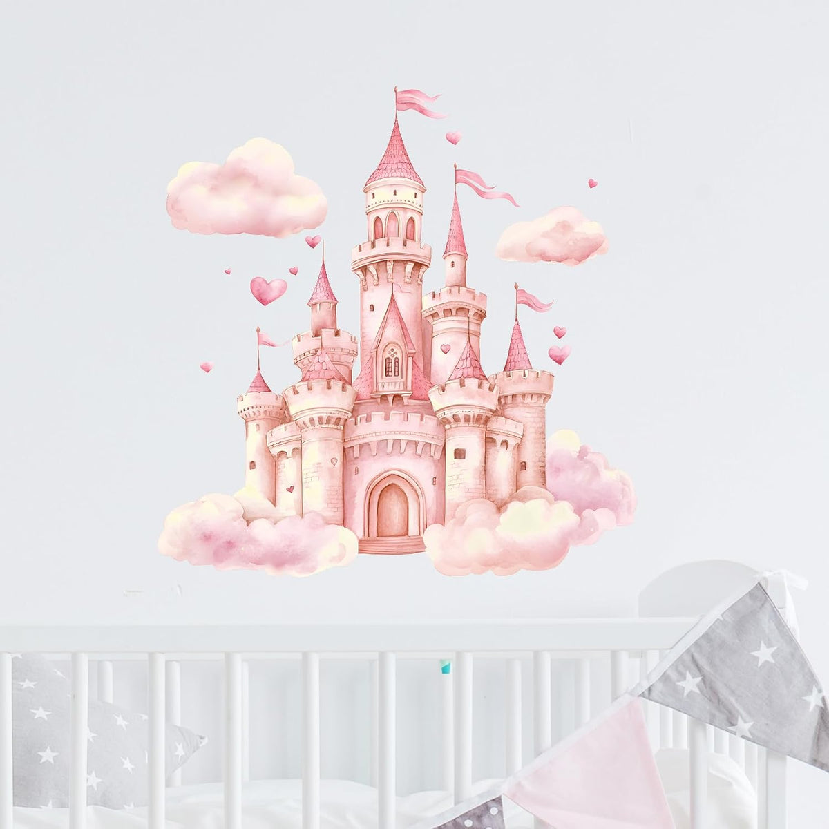 Pink Princess Castle Wall Decal Cartoon Wall Sticker