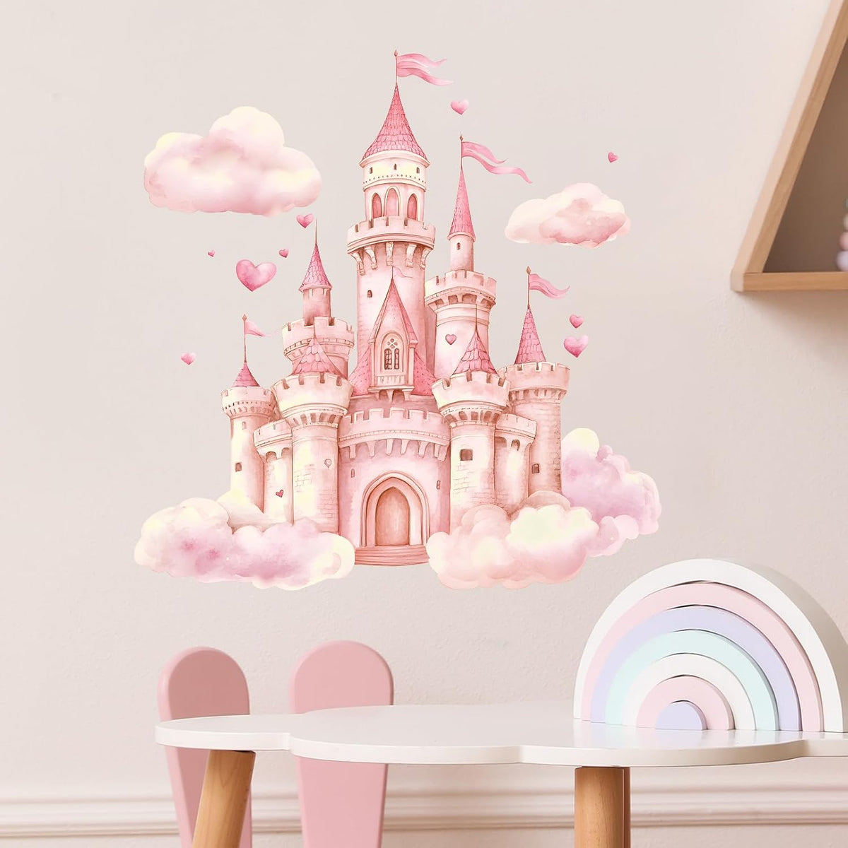 Pink Princess Castle Wall Decal Cartoon Wall Sticker
