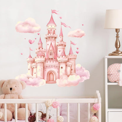 Pink Princess Castle Wall Decal Cartoon Wall Sticker