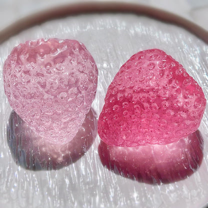 Taba Squishy,2Pcs Toys for Stress Relief - Premium Food-Grade Sensory Fidget Toy for Adults & Kids, Cute Portable Squeeze Ball(BPA Free Non-Toxic) (Crystal Strawberry 2pcs)