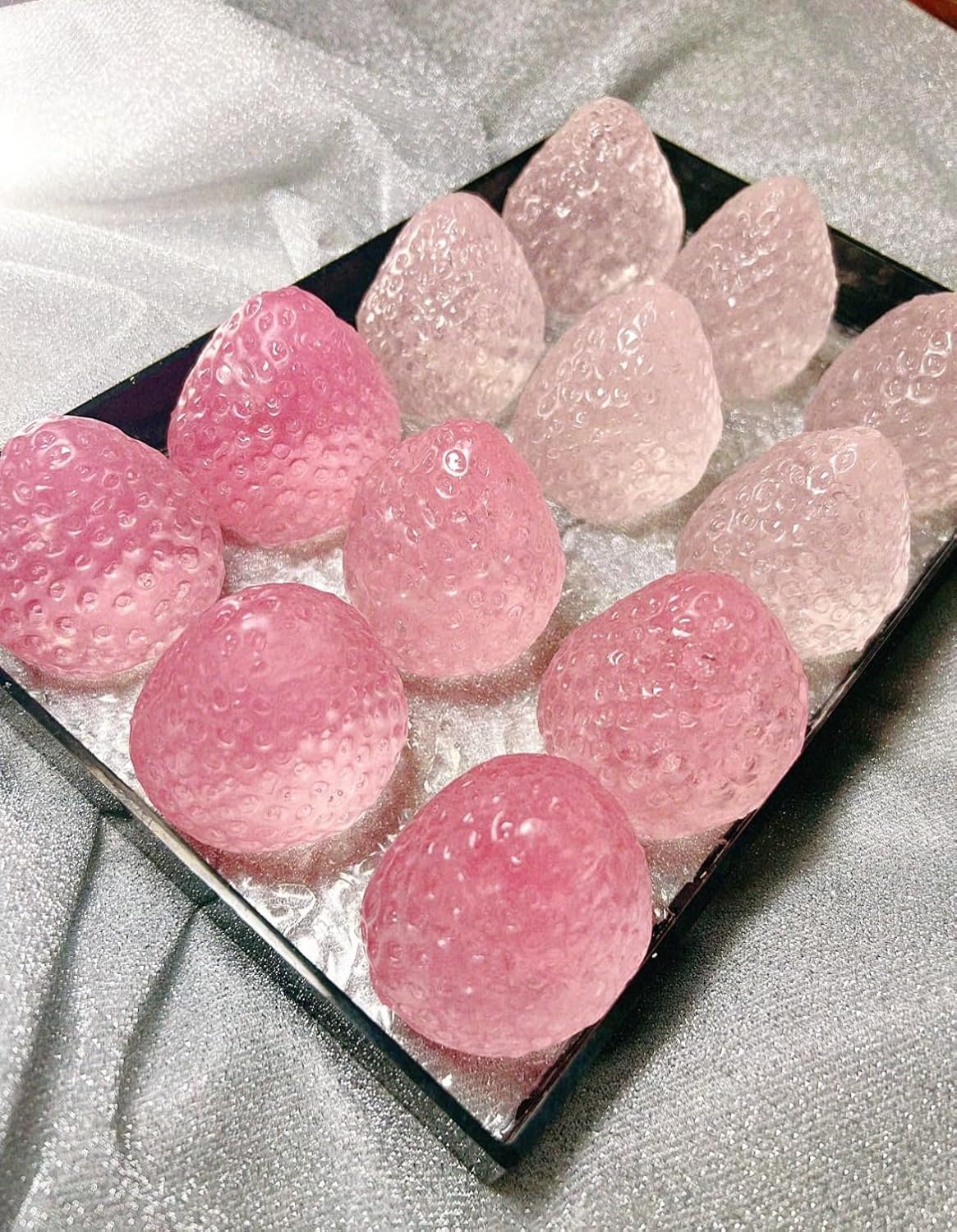 Taba Squishy,2Pcs Toys for Stress Relief - Premium Food-Grade Sensory Fidget Toy for Adults & Kids, Cute Portable Squeeze Ball(BPA Free Non-Toxic) (Crystal Strawberry 2pcs)