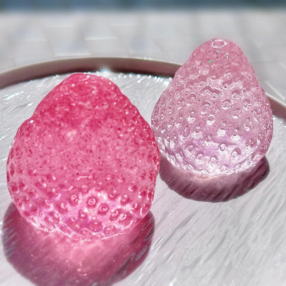 Taba Squishy,2Pcs Toys for Stress Relief - Premium Food-Grade Sensory Fidget Toy for Adults & Kids, Cute Portable Squeeze Ball(BPA Free Non-Toxic) (Crystal Strawberry 2pcs)