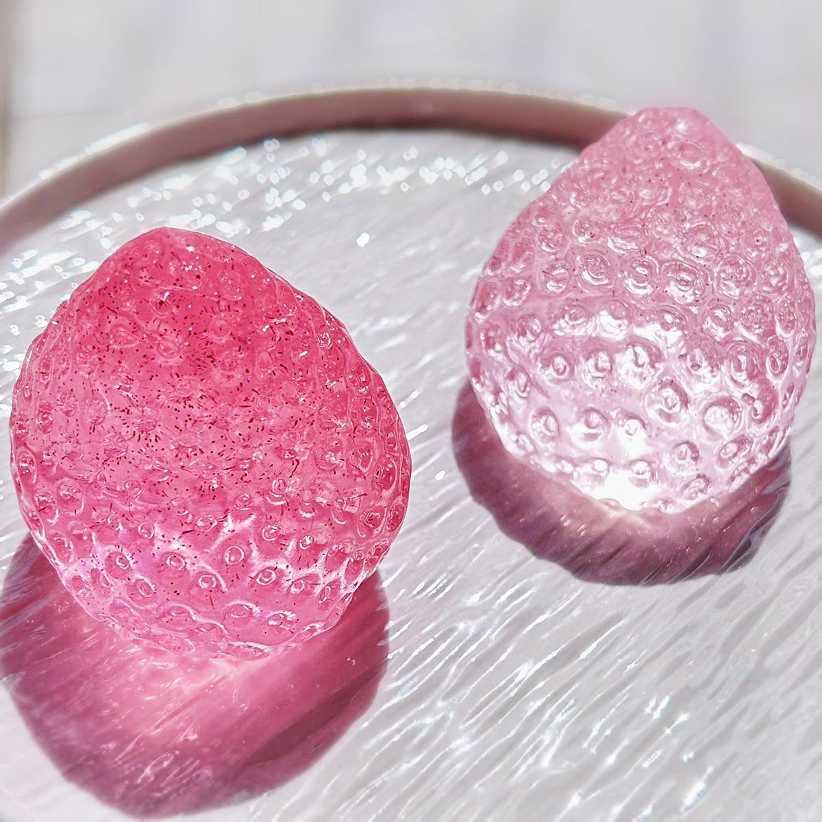 Taba Squishy,2Pcs Toys for Stress Relief - Premium Food-Grade Sensory Fidget Toy for Adults & Kids, Cute Portable Squeeze Ball(BPA Free Non-Toxic) (Crystal Strawberry 2pcs)