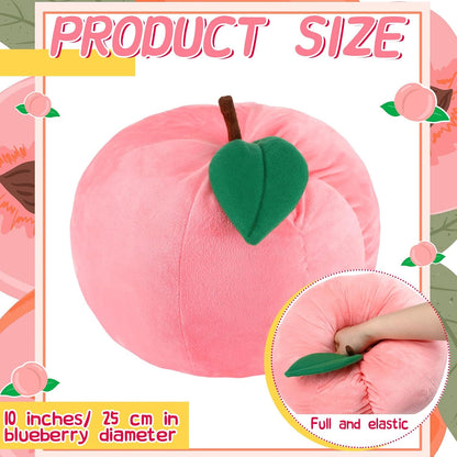 2 Pcs Peach Fruit Pillow Plush Toy Cute Fun Kawaii Gifts Room Decor