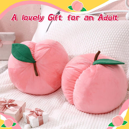 2 Pcs Peach Fruit Pillow Plush Toy Cute Fun Kawaii Gifts Room Decor