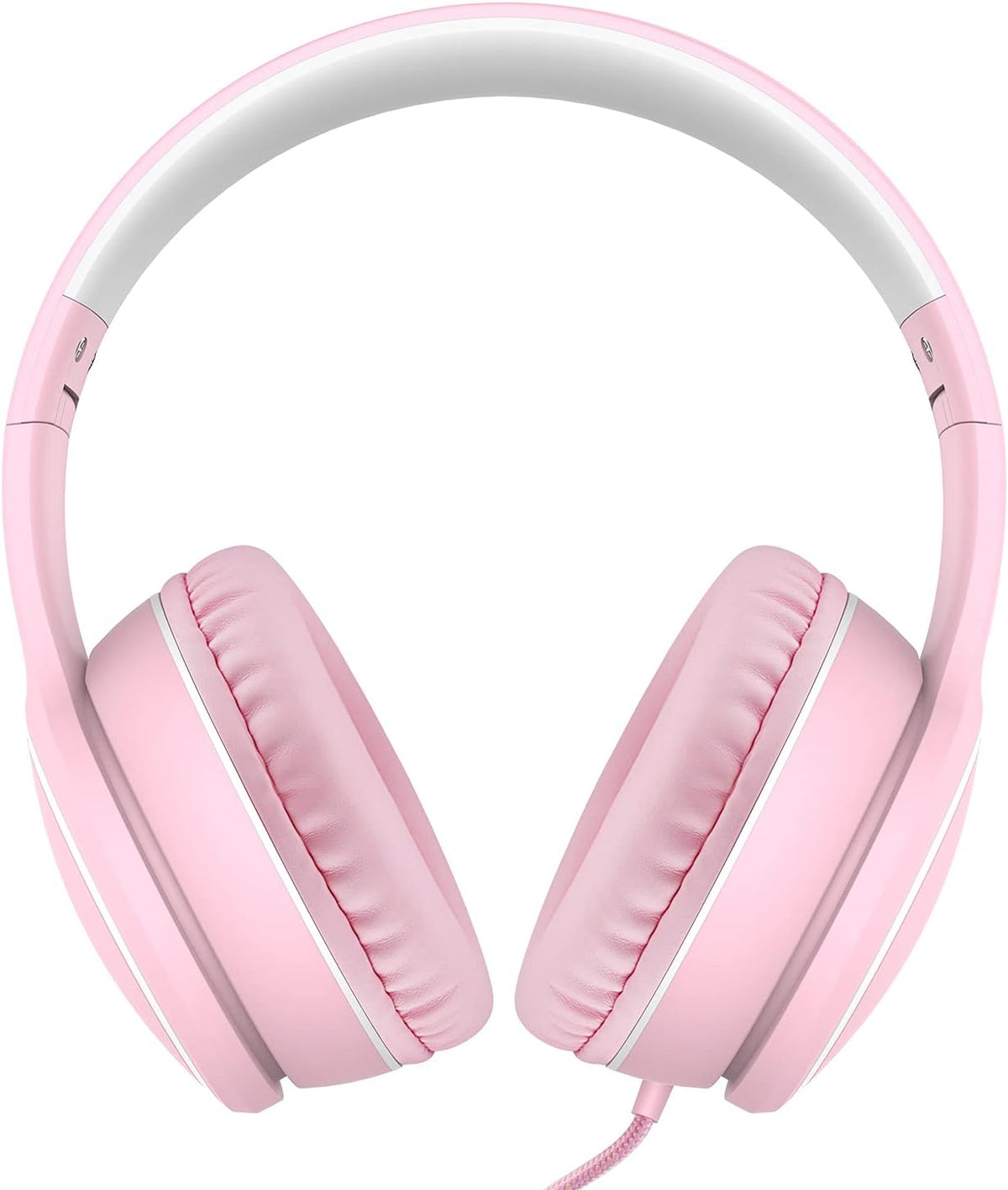 R10 Over-Ear Headphones with Microphone, Lightweight Folding Stereo Bass Headset with 1.5M No-Tangle Cord, Portable Wired Headphones for Smartphone Tablet Computer MP3 / 4 (Pink)
