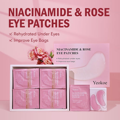 Under Eye Patches for Dark Circles,Puffy Eyes,20 Pairs Face Masks SkinCare With Niacinamide and Rose for Rehydrated