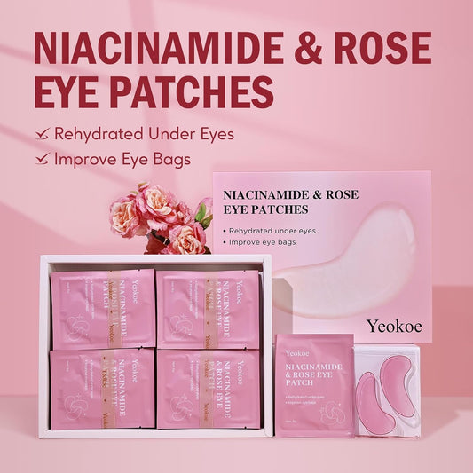 Under Eye Patches for Dark Circles,Puffy Eyes,20 Pairs Face Masks SkinCare With Niacinamide and Rose for Rehydrated