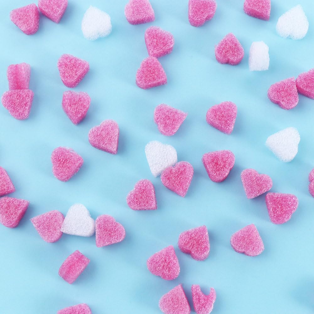 300PCS Gift Box Filler Shreds, 15x10 mm Pink Heart Shaped Foam for Wedding Party Home Decoration Material Packing Wedding Flower DIY Basket Filling