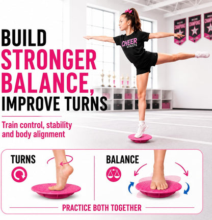 Cheer Flyer Stunt Trainer Balance Board & Leg Stretching Strap 2 Pc Set