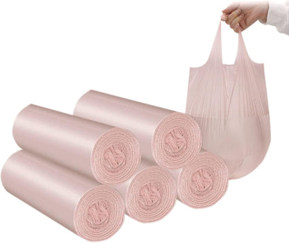4 GALLON Bathroom Trash Bags 100 Counts Small HANDLES Garbage Bags for Office, Kitchen,Bedroom Waste Bin,Colorful Portable Strong Rubbish Bags (Rose gold 100Counts)