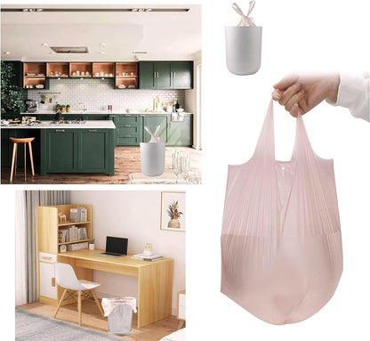 4 GALLON Bathroom Trash Bags 100 Counts Small HANDLES Garbage Bags for Office, Kitchen,Bedroom Waste Bin,Colorful Portable Strong Rubbish Bags (Rose gold 100Counts)