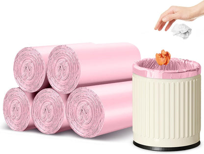 Strengthened 2.6 Gallon Small Trash Bags, 5 Rolls 100 Count, Pink