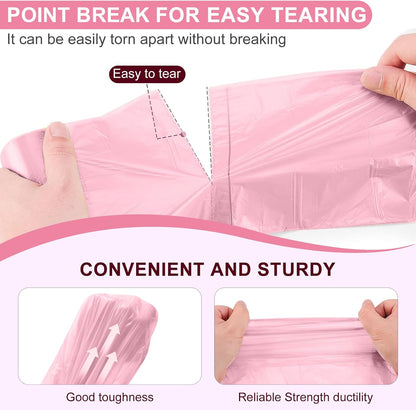 Strengthened 2.6 Gallon Small Trash Bags, 5 Rolls 100 Count, Pink