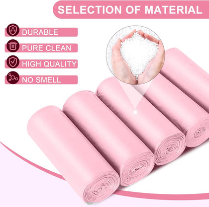 Strengthened 2.6 Gallon Small Trash Bags, 5 Rolls 100 Count, Pink