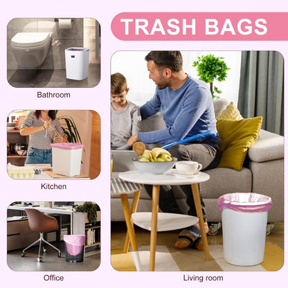 Strengthened 2.6 Gallon Small Trash Bags, 5 Rolls 100 Count, Pink