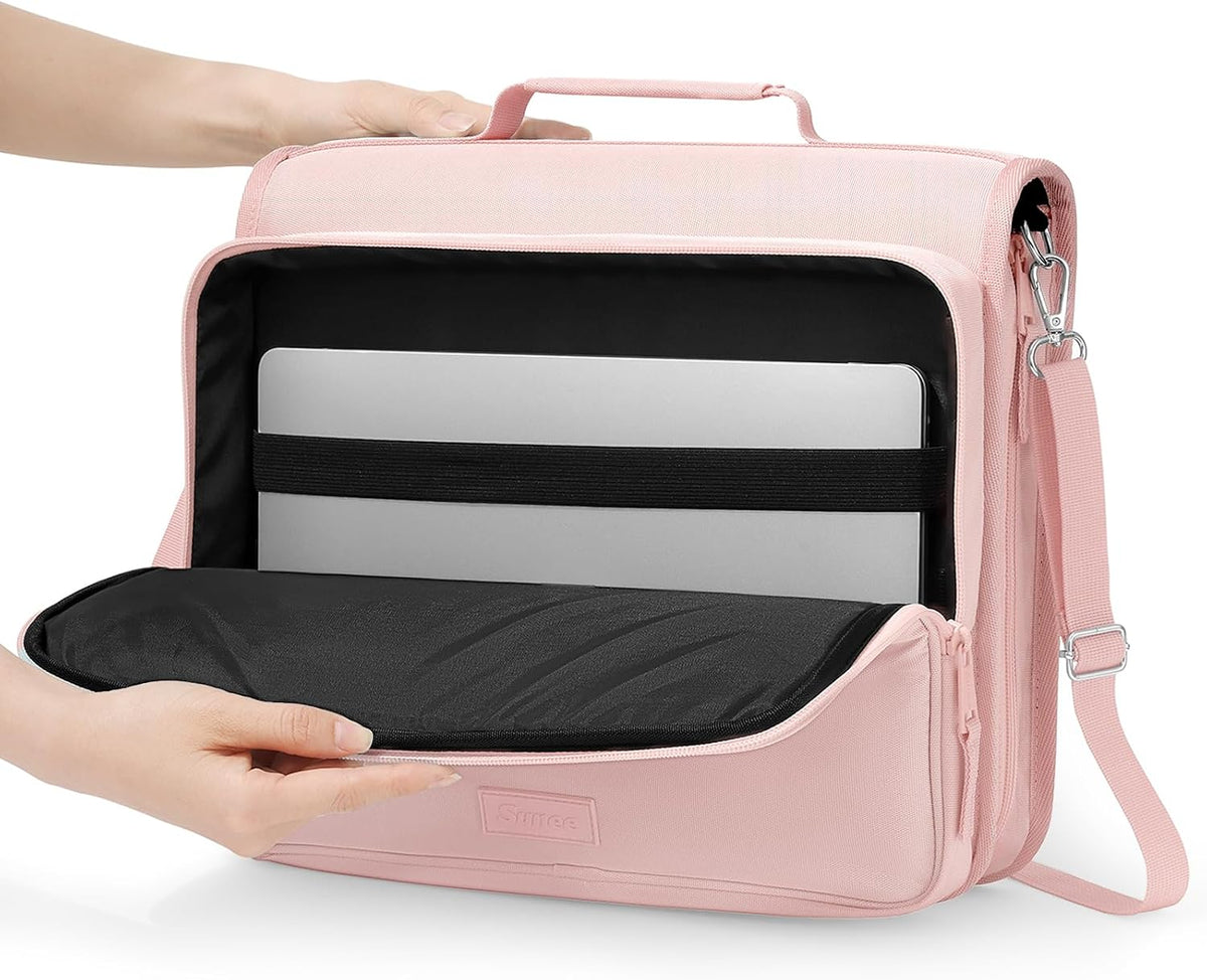 Zipper Binder 3 Ring 2-Inch in Pink Lotus Features a Shoulder Strap, 13 Inch Laptop Pocket, with Multiple Storage Pockets. Ideal Organizer for Middle School Students