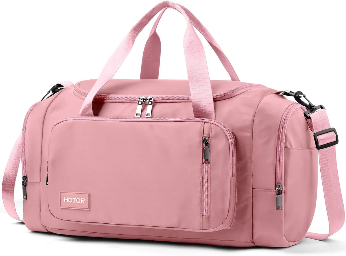 Gym Bag, Duffle Bag with Shoe Compartment, Pink 20.5x11x10.6 Inch