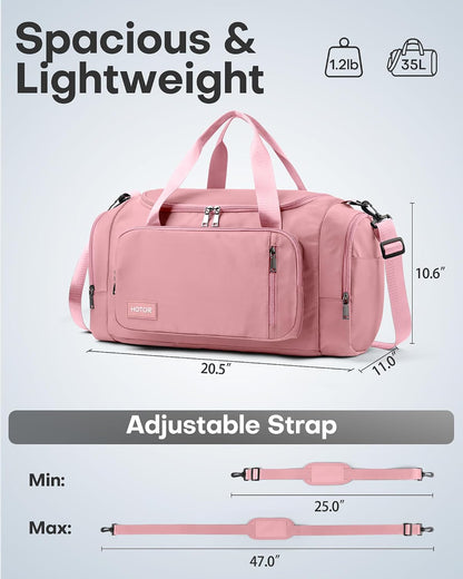 Gym Bag, Duffle Bag with Shoe Compartment, Pink 20.5x11x10.6 Inch