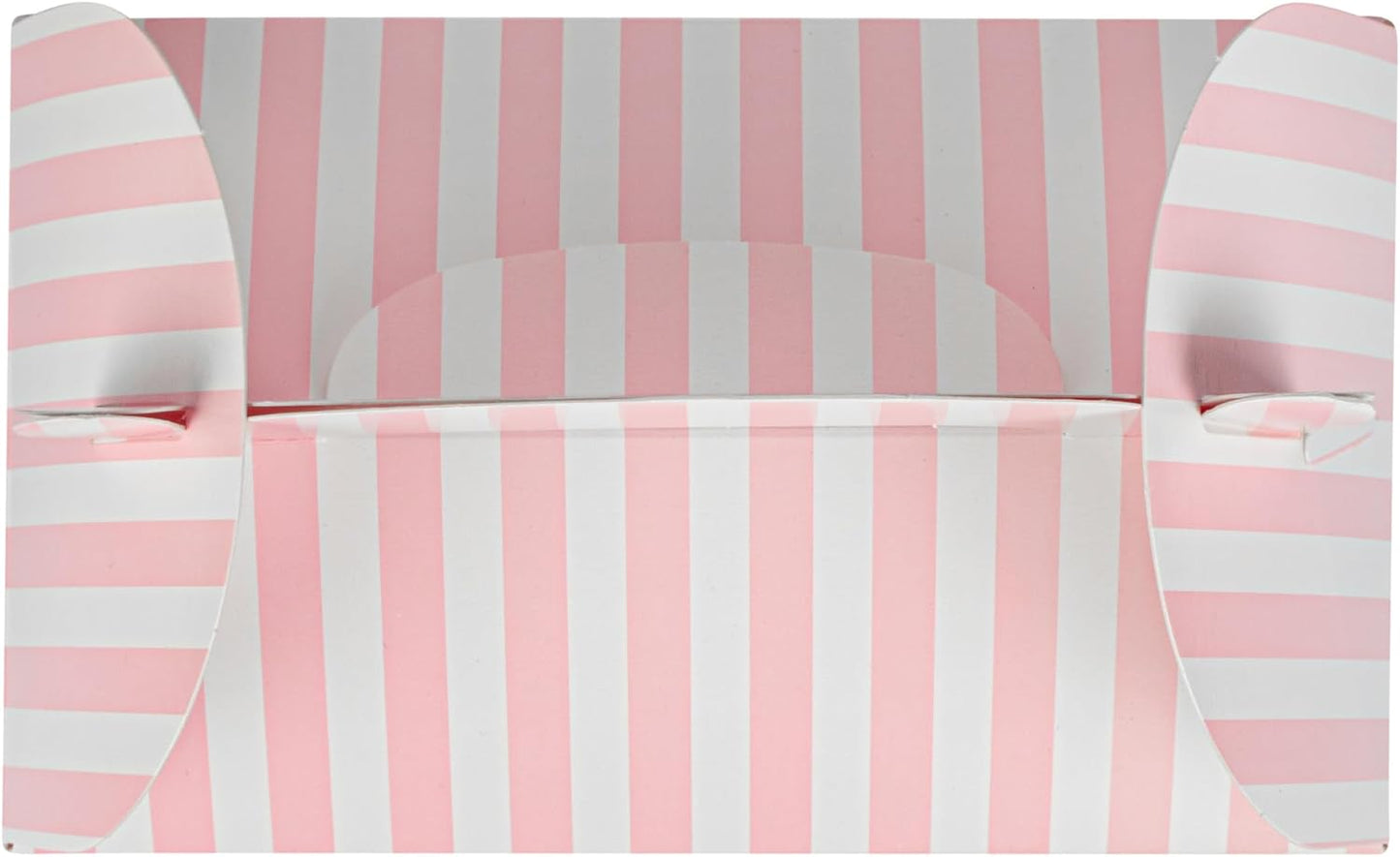 Bio Tek 6 x 3.5 x 3.5 Inch Gable Boxes For Party Favors, 25 Attractive Gift Boxes - Striped Pattern, Pink And White Paper Barn Boxes, Clear PET Window, With Built-In Handle