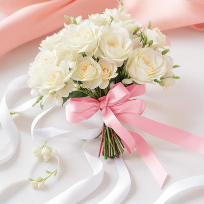 Pink Ribbon 1-1/2 Inch Pink Satin Fabric Ribbon 50 Yards for Flower Bouquet Gift Wrapping Birthday Wedding Christmas Party Decoration
