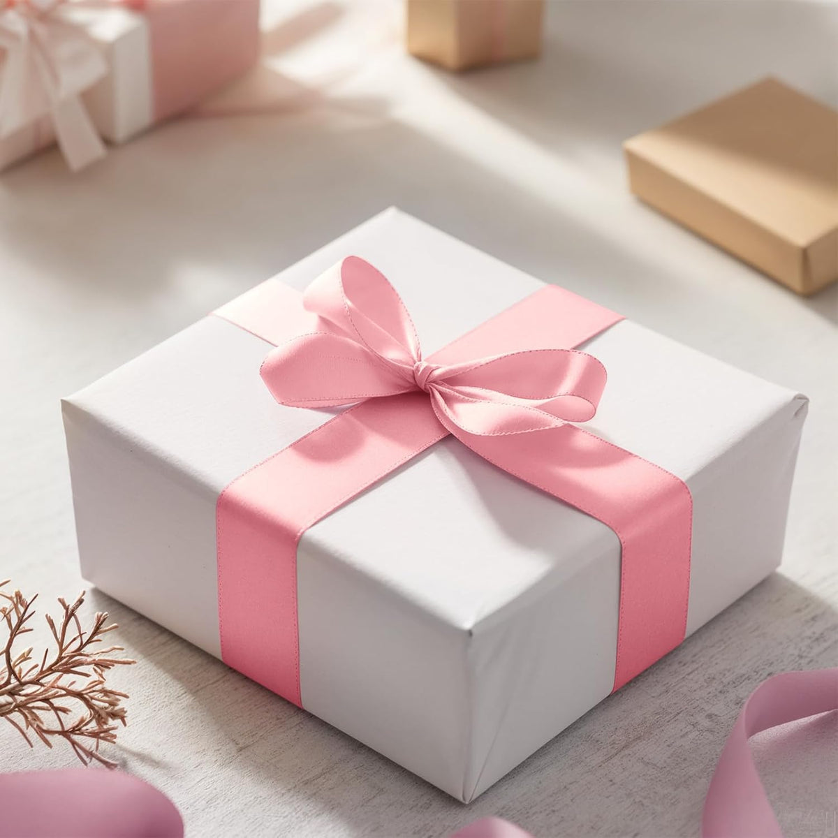 Pink Ribbon 1-1/2 Inch Pink Satin Fabric Ribbon 50 Yards for Flower Bouquet Gift Wrapping Birthday Wedding Christmas Party Decoration