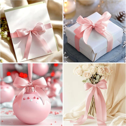 Pink Ribbon 1-1/2 Inch Pink Satin Fabric Ribbon 50 Yards for Flower Bouquet Gift Wrapping Birthday Wedding Christmas Party Decoration