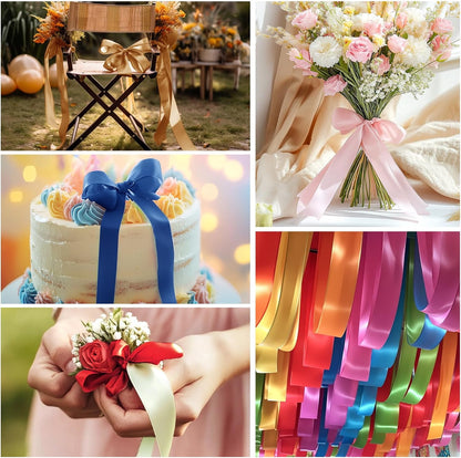 Pink Ribbon 1-1/2 Inch Pink Satin Fabric Ribbon 50 Yards for Flower Bouquet Gift Wrapping Birthday Wedding Christmas Party Decoration