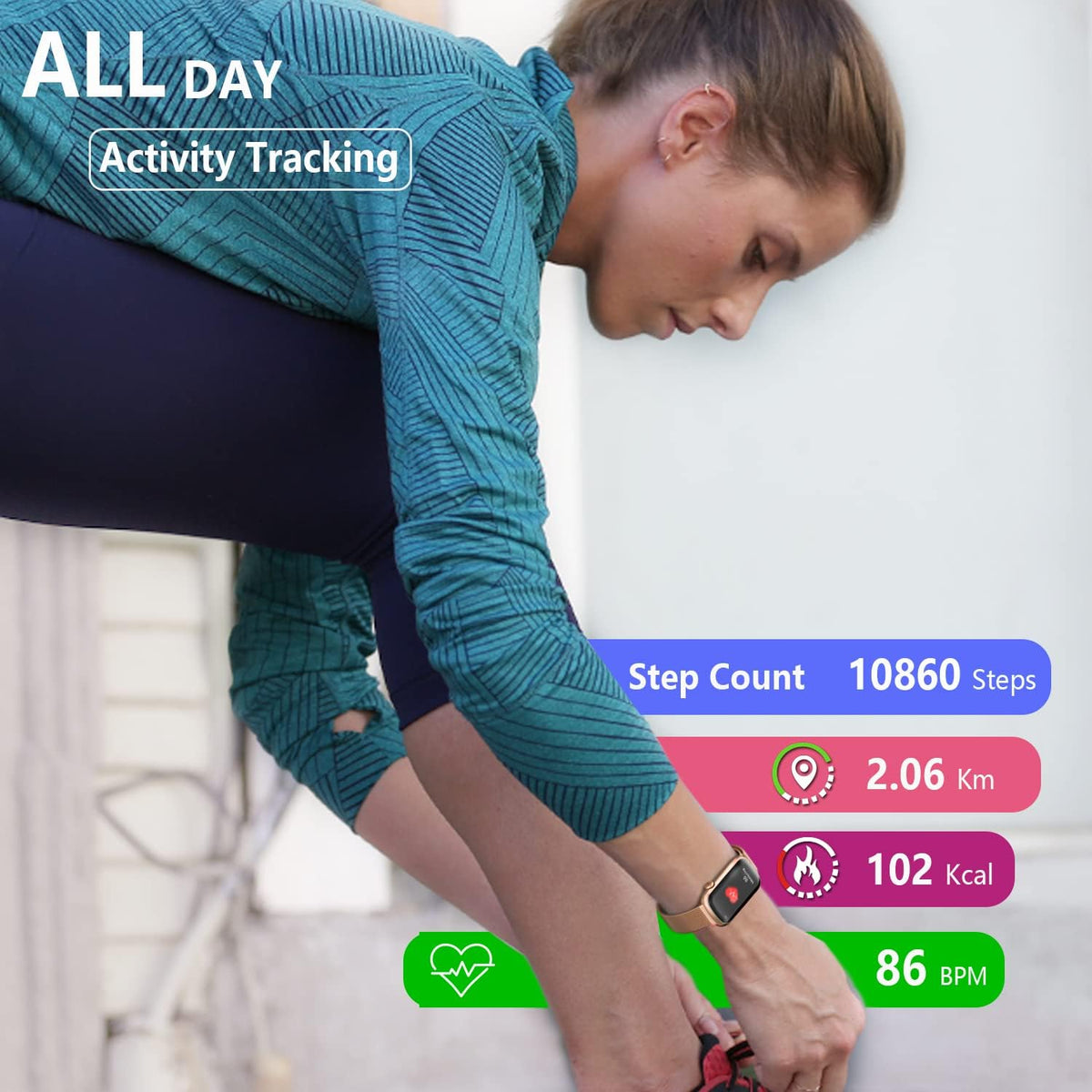 Slim Fitness Tracker with Blood Oxygen, Blood Pressure, 24/7 Heart Rate and Sleep Tracking, IP68 Waterproof Activity Trackers and Smart Watches with Step Tracker, Pedometer for Women Men