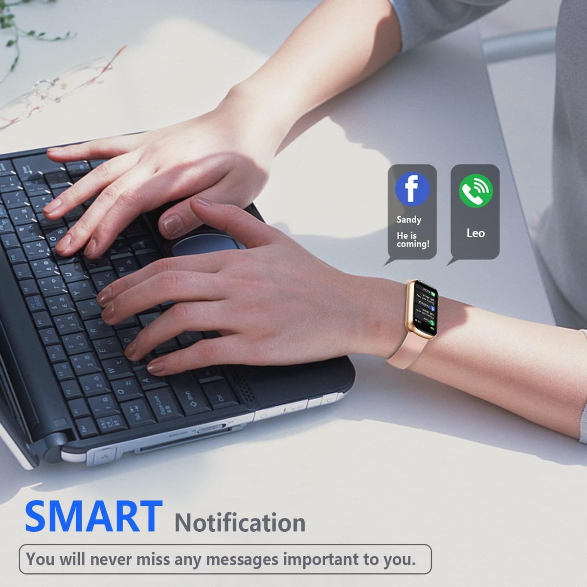 Slim Fitness Tracker with Blood Oxygen, Blood Pressure, 24/7 Heart Rate and Sleep Tracking, IP68 Waterproof Activity Trackers and Smart Watches with Step Tracker, Pedometer for Women Men
