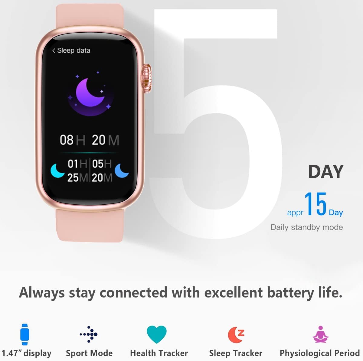 Slim Fitness Tracker with Blood Oxygen, Blood Pressure, 24/7 Heart Rate and Sleep Tracking, IP68 Waterproof Activity Trackers and Smart Watches with Step Tracker, Pedometer for Women Men