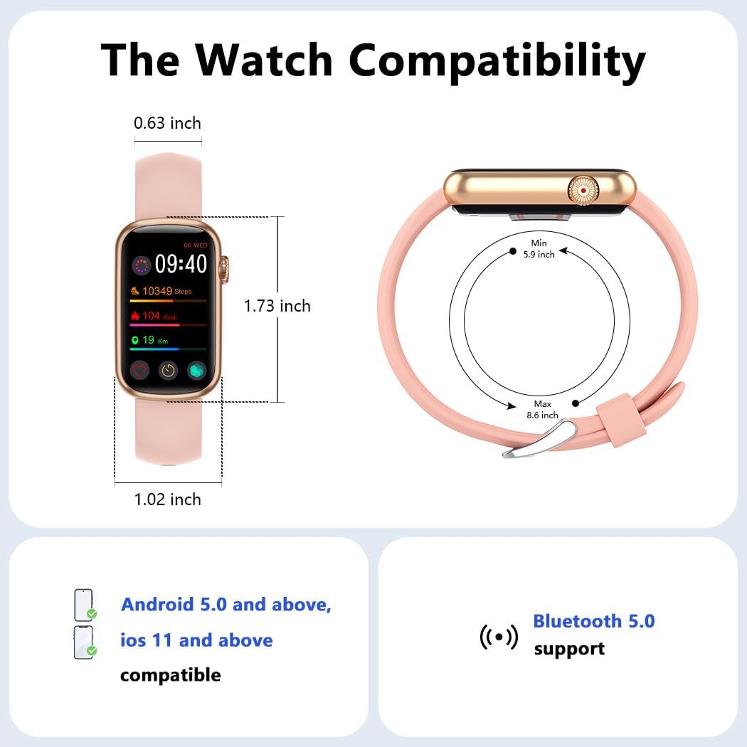 Slim Fitness Tracker with Blood Oxygen, Blood Pressure, 24/7 Heart Rate and Sleep Tracking, IP68 Waterproof Activity Trackers and Smart Watches with Step Tracker, Pedometer for Women Men