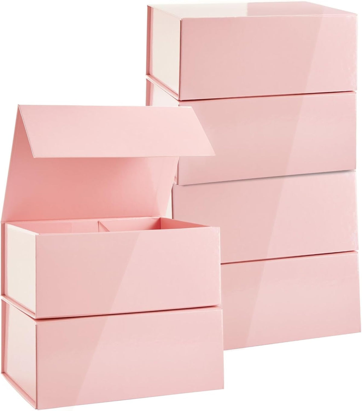 Jewelry Gift Box Set - 6-Pack, 9.5 x 7 x 4 In, Pink Magnetic Lids - Bulk Boxes for Bridesmaid Proposals, Wedding & Birthday Surprises