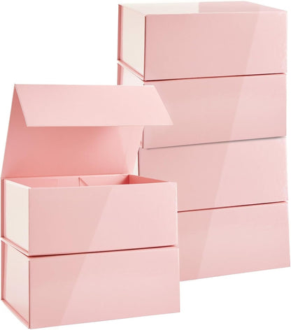 Jewelry Gift Box Set - 6-Pack, 9.5 x 7 x 4 In, Pink Magnetic Lids - Bulk Boxes for Bridesmaid Proposals, Wedding & Birthday Surprises