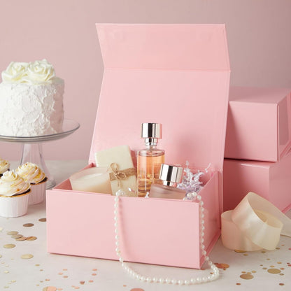 Jewelry Gift Box Set - 6-Pack, 9.5 x 7 x 4 In, Pink Magnetic Lids - Bulk Boxes for Bridesmaid Proposals, Wedding & Birthday Surprises