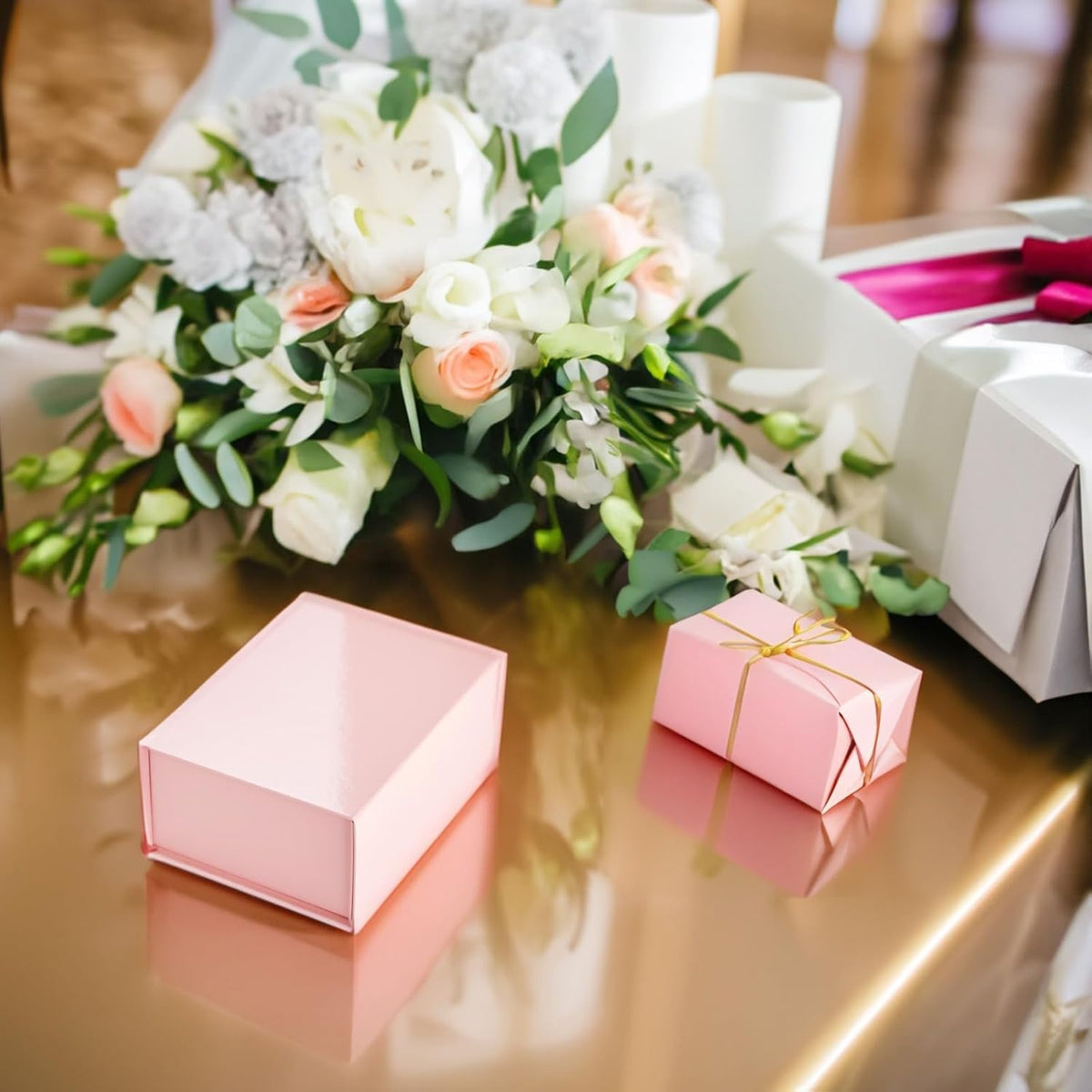 Jewelry Gift Box Set - 6-Pack, 9.5 x 7 x 4 In, Pink Magnetic Lids - Bulk Boxes for Bridesmaid Proposals, Wedding & Birthday Surprises