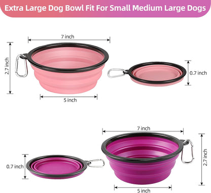Large Collapsible Dog Bowls 2 Pack, 34oz Foldable Dog Travel Bowl