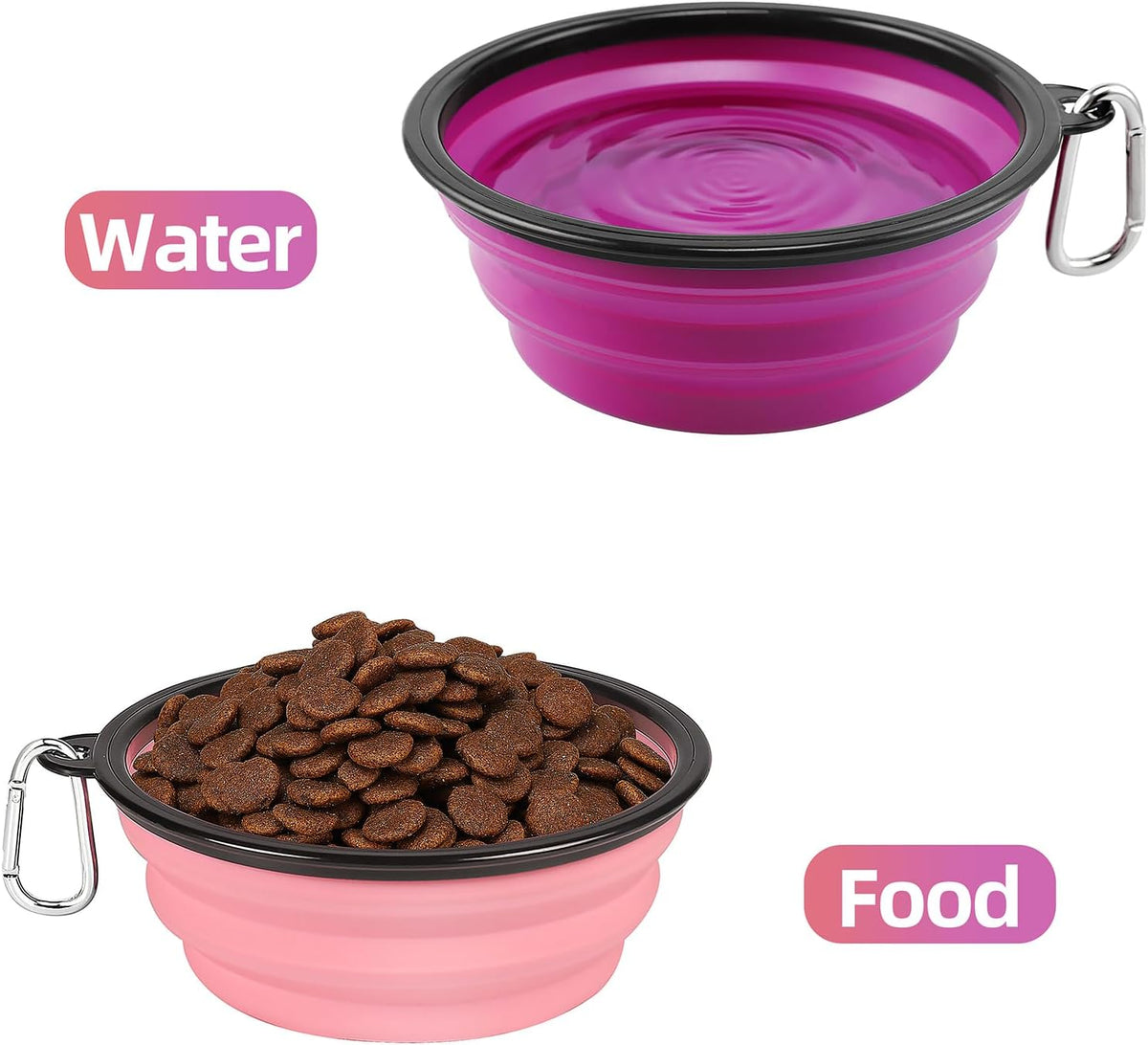 Large Collapsible Dog Bowls 2 Pack, 34oz Foldable Dog Travel Bowl