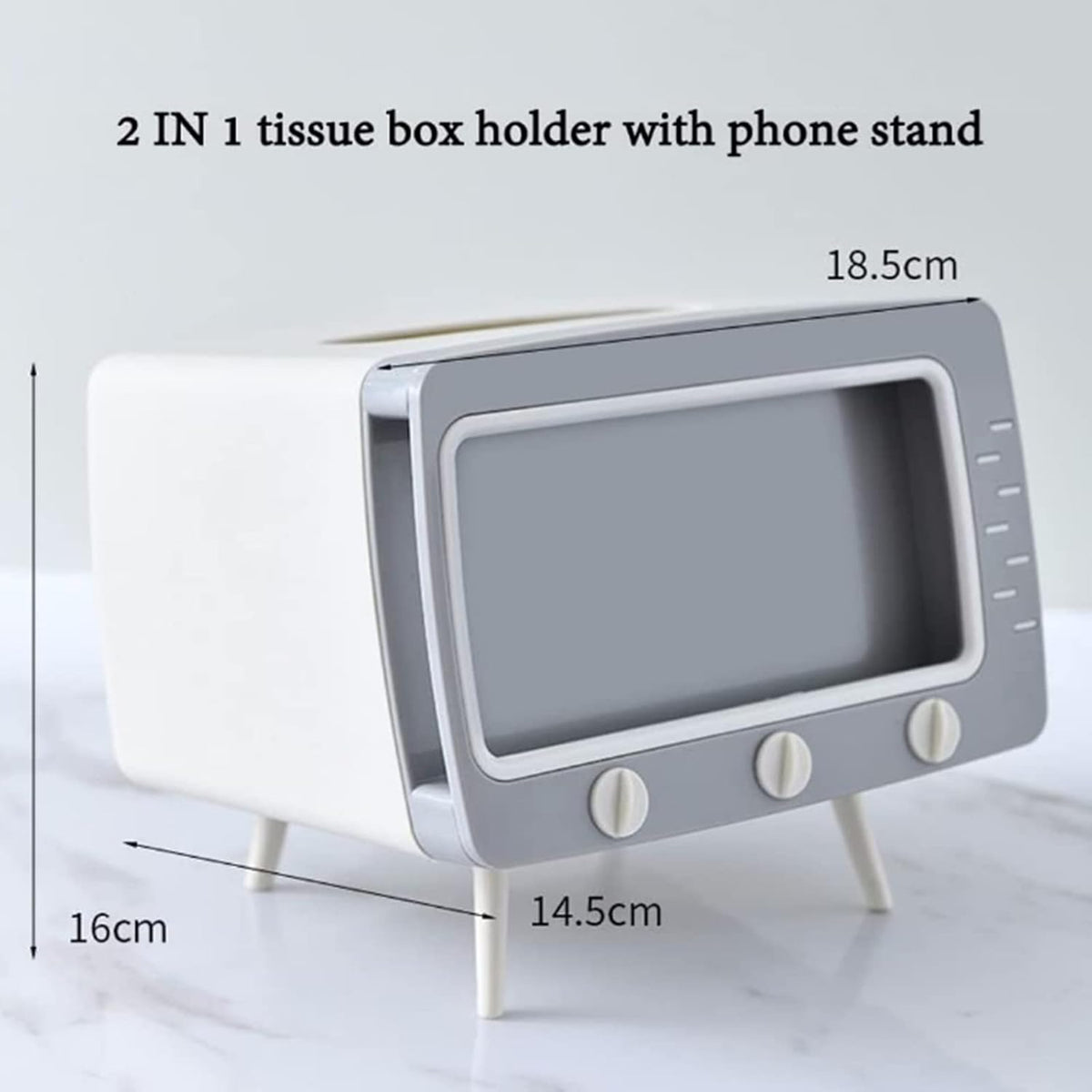 Retro TV Tissue Box Facial Dispenser Cover Holder with Phone Stand Innovative Table Centerpiece for Bedroom Home Office Pink
