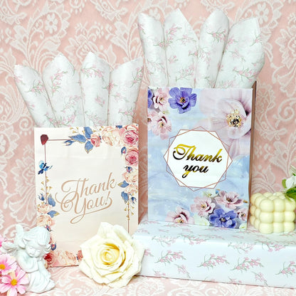 Floral Tissue Paper, White with Pink Gladiolus Flowers Pattern- 30 Sheets, 20x14 In, Gift Wrapping Tissue Paper for Gift Bags, Bouquet Packaging for Wedding Baby Shower DIY Crafts Birthday Party Decor