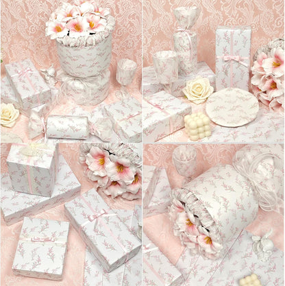 Floral Tissue Paper, White with Pink Gladiolus Flowers Pattern- 30 Sheets, 20x14 In, Gift Wrapping Tissue Paper for Gift Bags, Bouquet Packaging for Wedding Baby Shower DIY Crafts Birthday Party Decor