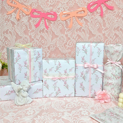 Floral Tissue Paper, White with Pink Gladiolus Flowers Pattern- 30 Sheets, 20x14 In, Gift Wrapping Tissue Paper for Gift Bags, Bouquet Packaging for Wedding Baby Shower DIY Crafts Birthday Party Decor