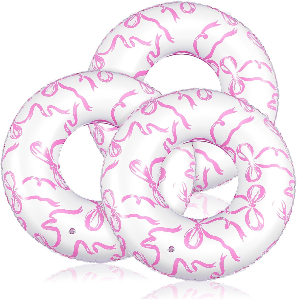3 Pcs Pink Bow Pool Floats 31.5 Inch Inflatable Swim Ring