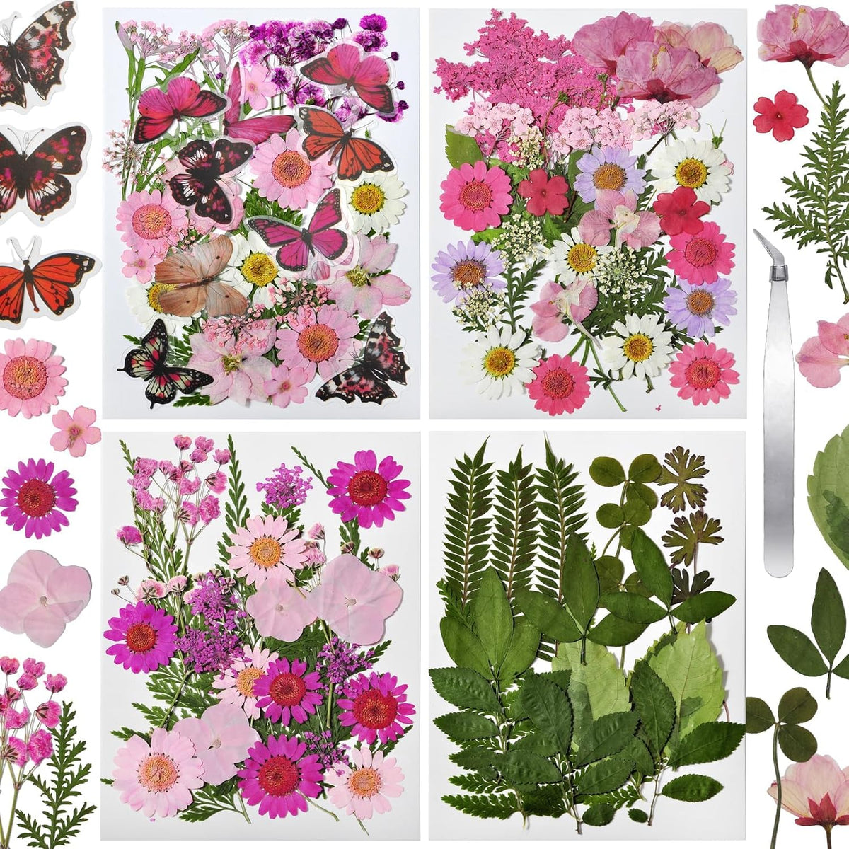 Dried Flowers for Resin 116Pcs Pink Real Natural Pressed Flowers